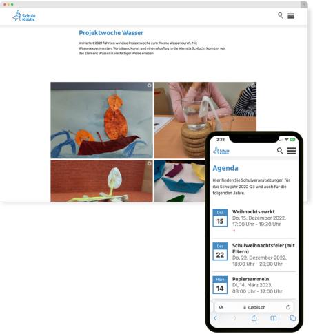 Unterseite Schue Küblis und mobile Version