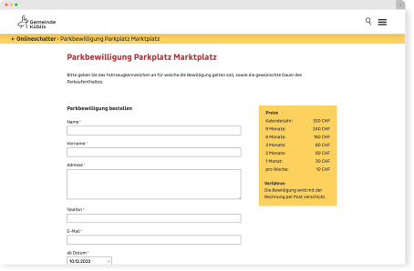 Unterseite Parkplatzbewilligung