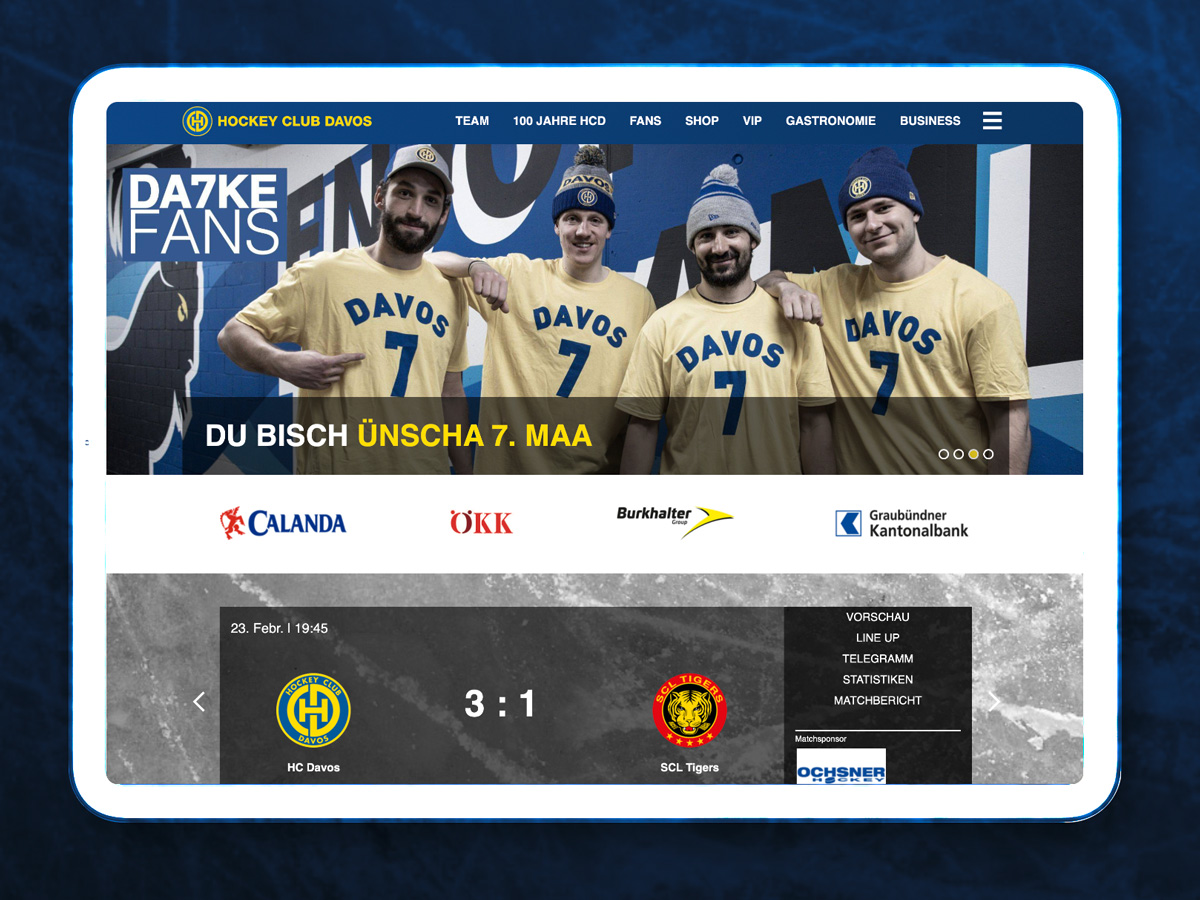 Hockey Club Davos. Redesign Website.
